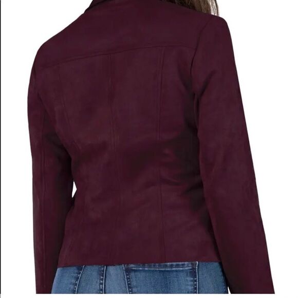 💼Like New KUT Wine Carina Moto Jacket, Asymmetrical Zipper side slash po… - Picture 11 of 13